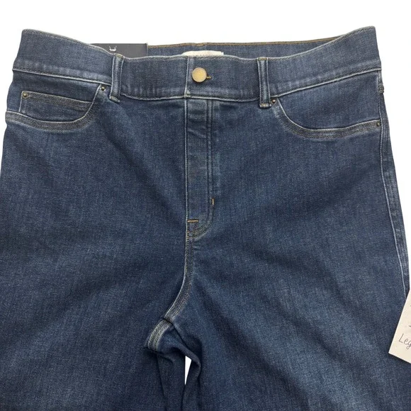 NWT Spanx Flare Jeans XL Tall Dark Wash High Rise Pull On Shaping Stretch Denim - Picture 2 of 8